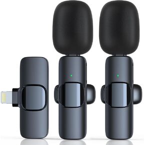 Wireless Lavalier Microphone for iPhone iPad, Mini Bluetooth Lapel Clip-on Mic for iPhone Video Recording, Interviews, Game Live Streaming, Podcase, YouTube, Vlog, TikTok, Facebook 2Pcs in Saudi Arabia