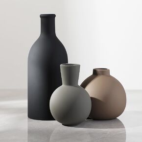 Ceramic Vase Set of 3, Vases Home Decor Rustic Vase Farmhouse Decor Vase Terra Cotta Pottery Vases for Bouquet Pampas Grass Dried Fresh Flowers, Living Room, Kitchen, Bedroom, Bathroom