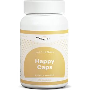 The Happy Co XanthoMax Happy Caps | 30 Capsules | Mood Enhancer, Immune Support | Formulated with Vegan Magnesium Sterate | Turmeric Supplement | Keto Friendly & Gluten Free
