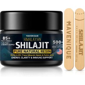 Shilajit Pure Himalayan Organic Resin 500 mg Supplement for Men, Women 85+ Trace Minerals & Fulvic Acid Complex Energy, Mental, Immune Support - 1.76 fl oz, 2 Month Supply (1.76 fl oz)