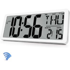 ساعة ذرية 14.2 بوصة ساعة حائط رقمية تعمل بالبطارية ساعة حائط ذرية منبه رقمي مع تاريخ اليوم ودرجة الحرارة ساعة حائط رقمية كبيرة لغرفة النوم وغرفة المعيشة والفصل الدراسي والمنزل والمكتب in Kuwait