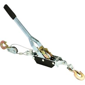 QWORK 2 Ton Dual Gear Power Puller, Automotive Hoist Winch Puller, Heavy Duty Power Cable Come Along Tool with Dual Gears, with 6' Aircraft Cable
