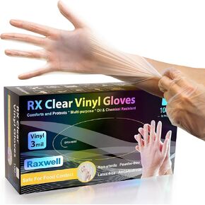 Vinyl Gloves | Gloves Disposable Latex Free | Food Prep Gloves Disposable Plastic Gloves | Food Handling Safe 3 Mil