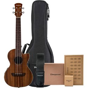 Orangewood Juno Tenor Acacia with Aquila Strings, Premium Padded Gig Bag, and Accessory Kit featuring a Strap, Tuner, and Chord Chart Included