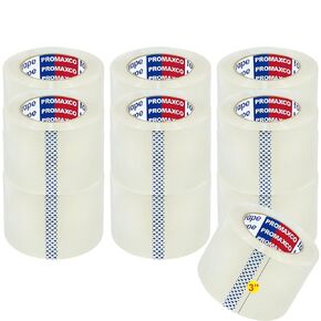 3" Heavy Duty Packing Tape, 12 Rolls, Clear, 3" Core, Total 660Y, Clear, 2.2 mil, 3 inch x 55 Yards, Refill for Packaging and Shipping(3" Width, not 2" Width)