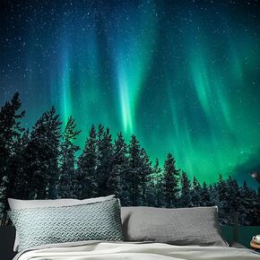 Atrippy Outer Space Tapestry for Bedroom Aurora Borealis Tapestry Forest Tapestry Wall Hanging Ceiling Decor Nature Room Decor Starry Night Tapestry for Living Room Dorm (51"X60")