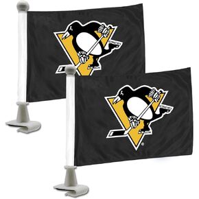 أعلام سيارة سفير من FANMATS 63326 Pittsburgh Penguins - عبوتان من أعلام السيارات الصغيرة، 4 بوصة × 6 بوصة