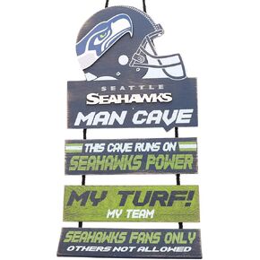 FOCO NFL Seattle Seahawks Wood SignMan Cave Design, Team Colors, One Size