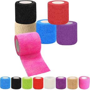 6 Pack 2 Inches Self Adhesive Wrap Bandage Self Adherent Cohesive Bandage Tape Stretch Vet Wrap Breathable Athletic Tape for Sports, Wrist, Ankle（Black）