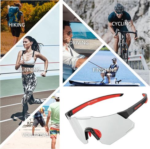 ROCKBROS Photochromic Cycling Glasses, UV Protection Sports Sunglasses for Men Woman, Biking Sunglasses for Running Fishing Driving Baseball in Saudi Arabia