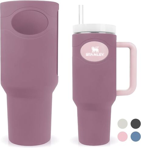 Silicone Full Boot for Stanley Cup 40 oz, Full Protector Cup Sleeve for Stanley 40 oz Tumbler with Handle, Anti-Scratch Anti-Slip and Dirt-Resistant Cup Boot Sleeve for Stanley Cup Accessories(Purple) in Saudi Arabia