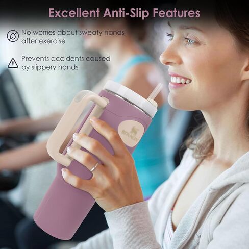 Silicone Full Boot for Stanley Cup 40 oz, Full Protector Cup Sleeve for Stanley 40 oz Tumbler with Handle, Anti-Scratch Anti-Slip and Dirt-Resistant Cup Boot Sleeve for Stanley Cup Accessories(Purple) in Saudi Arabia