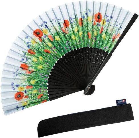 Handheld Floral Pattern Fabric Fans Summer Cools Perfect for Weddings, Parties and Church Events Apricot in Saudi Arabia
