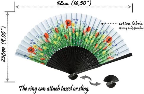 Handheld Floral Pattern Fabric Fans Summer Cools Perfect for Weddings, Parties and Church Events Apricot in Saudi Arabia