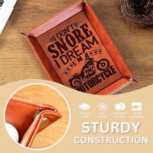 INNObeta Motorcycle Gifts Valet Tray - PU Leather Desktop Organizer for Motorcycle Lovers - Ideal for Keys, Coins, and Bedside Storage - Perfect for Birthday Snore in Saudi Arabia