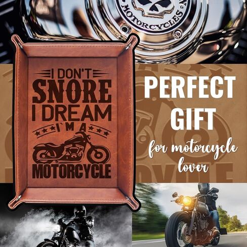 INNObeta Motorcycle Gifts Valet Tray - PU Leather Desktop Organizer for Motorcycle Lovers - Ideal for Keys, Coins, and Bedside Storage - Perfect for Birthday Snore in Saudi Arabia