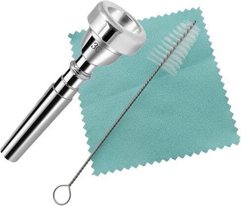 مجموعة قطع الفم البوق 3C، نحاس مطلي بالفضة، للمبتدئين إلى المحترفين، متينة وموثوقة، مع فرشاة تنظيف وقطعة قماش تلميع فضية in Kuwait