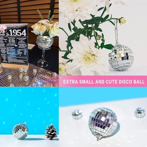 6 قطع 3x4 بوصة ديسكو الكرة زهرة المزهريات الزجاجية، 10 قطع كرات ديسكو مرآة، ديسكو الكرة الجدول ديكور حامل شمعة مزهرية زجاجية لقطع الزفاف الرئيسية حفلة عيد ميلاد الديكور in Kuwait