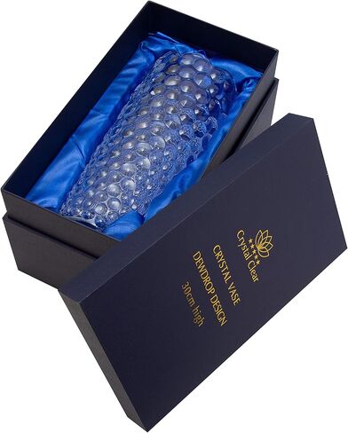 مزهرية كريستال سي اس ارتفاع 12 انش، تصميم قطرة الندى، للزهور والديكور. قطعة لامعة لطيفة جميلة. مثالية كهدية، ومناسبة لجميع المناسبات. in Kuwait