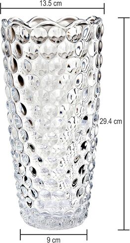 مزهرية كريستال سي اس ارتفاع 12 انش، تصميم قطرة الندى، للزهور والديكور. قطعة لامعة لطيفة جميلة. مثالية كهدية، ومناسبة لجميع المناسبات. in Kuwait
