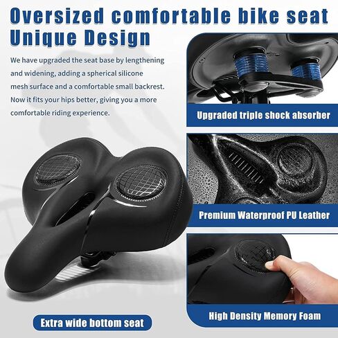Oversized Bike Seat for Peloton Bike & Bike+, Comfortable Bike Seat Cushion Extra Wide Fit Spin Bike,Peloton,Exercise or Road,Saddle Replacement for Women & Men, Accessories for Peloton in Saudi Arabia