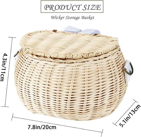 Children Bike Basket Wicker Bike Scooter Tricycle Basket Shoulder Strap Front Handlebar Basket Rattan Basket for Kids in Kuwait