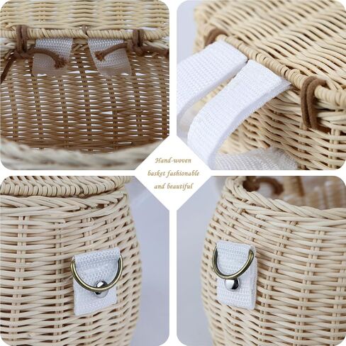 Children Bike Basket Wicker Bike Scooter Tricycle Basket Shoulder Strap Front Handlebar Basket Rattan Basket for Kids in Kuwait