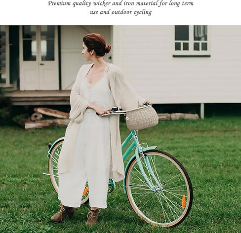 Children Bike Basket Wicker Bike Scooter Tricycle Basket Shoulder Strap Front Handlebar Basket Rattan Basket for Kids in Kuwait