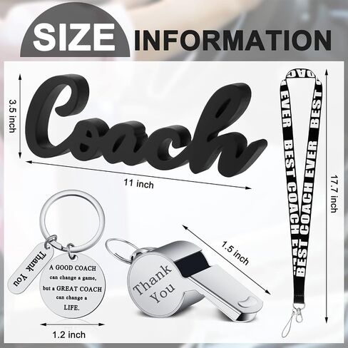 6 Pieces Coach Gifts Coach Keychain Football Soccer Hockey Volleyball Baseball Coach Gifts for Men Coach Whistle with Lanyard Stainless Steel Travel Mug for Men Women Referees Sports Swim Dive Gym in Saudi Arabia