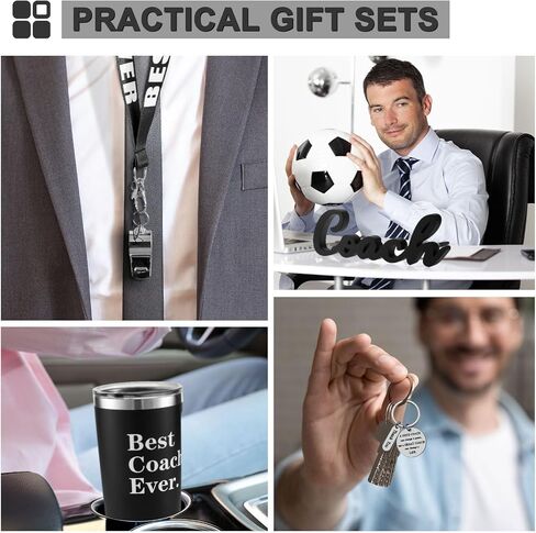 6 Pieces Coach Gifts Coach Keychain Football Soccer Hockey Volleyball Baseball Coach Gifts for Men Coach Whistle with Lanyard Stainless Steel Travel Mug for Men Women Referees Sports Swim Dive Gym in Saudi Arabia