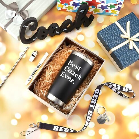 6 Pieces Coach Gifts Coach Keychain Football Soccer Hockey Volleyball Baseball Coach Gifts for Men Coach Whistle with Lanyard Stainless Steel Travel Mug for Men Women Referees Sports Swim Dive Gym in Saudi Arabia