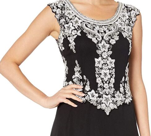 J Kara Women's Petite Cap Sleeve Beaded Top Long Dress in Saudi Arabia