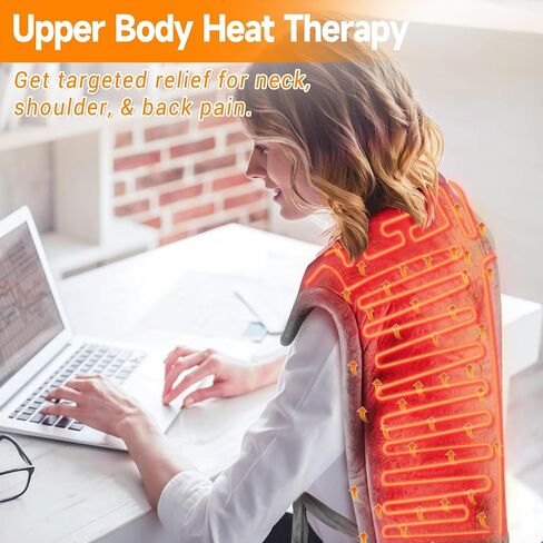 KOMAN Heating Pad for Neck and Shoulder, Weighted Electric Heating Pad for Pain Relief, Full Body Back Heated Pad with 10 Heat Settings,Fast Heating,Auto Shut-Off,Mom Birthday Gift(Sea Blue) in Saudi Arabia