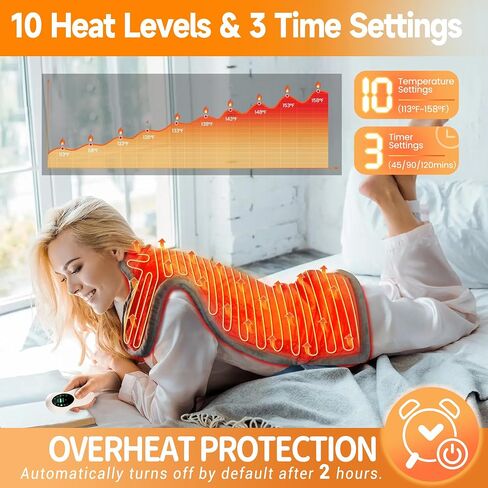KOMAN Heating Pad for Neck and Shoulder, Weighted Electric Heating Pad for Pain Relief, Full Body Back Heated Pad with 10 Heat Settings,Fast Heating,Auto Shut-Off,Mom Birthday Gift(Sea Blue) in Saudi Arabia
