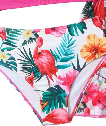 Milumia Girl's 3 Piece Swimsuits Tropical Print Tank Top Bathing Suits with Kimono Coverup in Saudi Arabia
