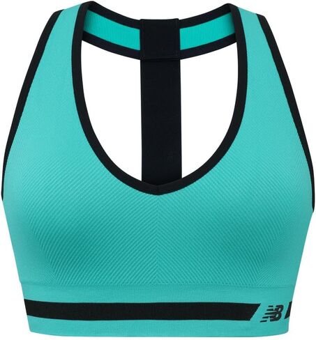 New Balance Seamless Wirefree V-Neck, T-back Racer Sports Bra with Allover Texture in Saudi Arabia