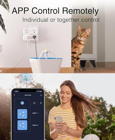 موسع القابس الذكي GHome، مقابس WiFi الذكية المتوافقة مع Alexa وGoogle Home، منفذ ذكي لحماية الطفرة مع جهاز تحكم عن بعد ومؤقت، مآخذ مزدوجة، لا يتطلب محورًا، قائمة ETL FCC، عبوتان in Kuwait