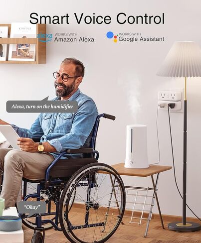 موسع القابس الذكي GHome، مقابس WiFi الذكية المتوافقة مع Alexa وGoogle Home، منفذ ذكي لحماية الطفرة مع جهاز تحكم عن بعد ومؤقت، مآخذ مزدوجة، لا يتطلب محورًا، قائمة ETL FCC، عبوتان in Kuwait