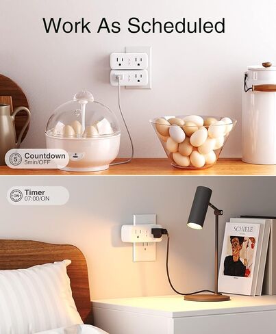 موسع القابس الذكي GHome، مقابس WiFi الذكية المتوافقة مع Alexa وGoogle Home، منفذ ذكي لحماية الطفرة مع جهاز تحكم عن بعد ومؤقت، مآخذ مزدوجة، لا يتطلب محورًا، قائمة ETL FCC، عبوتان in Kuwait