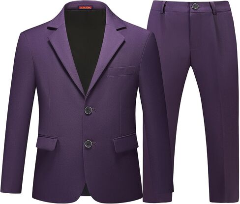 Lamgool Boys Suit 2 Piece Slim Fit Tuxedo Blazer Jacket Pant for Kids Prom Wedding Outfits Formal Set Size 4-16Y in Saudi Arabia