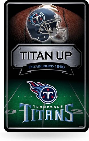 علامة معدنية كبيرة من Rico Industries NFL Tennessee Titans مقاس 11 بوصة × 17 بوصة لافتة ديكور منزلية معدنية كبيرة in Saudi Arabia