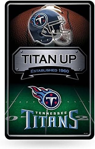 علامة معدنية كبيرة من Rico Industries NFL Tennessee Titans مقاس 11 بوصة × 17 بوصة لافتة ديكور منزلية معدنية كبيرة in Saudi Arabia