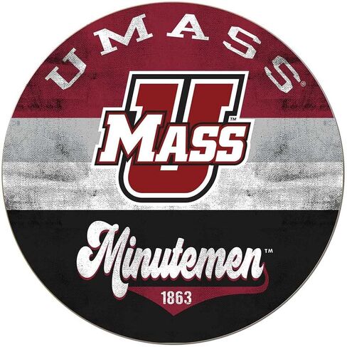 umass minutemen علامة دائرة الرجعية متعددة الألوان، 20x20 بوصة، ديكور minutemen لغرفة النوم، غرفة النوم، كهف المروحة، غرفة المعيشة؛ أظهر روح فريقك مع هذه اللوحة الفنية الجدارية الفريدة من نوعها من UMASS Amherst Minutemen in Saudi Arabia
