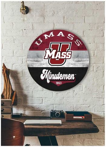 umass minutemen علامة دائرة الرجعية متعددة الألوان، 20x20 بوصة، ديكور minutemen لغرفة النوم، غرفة النوم، كهف المروحة، غرفة المعيشة؛ أظهر روح فريقك مع هذه اللوحة الفنية الجدارية الفريدة من نوعها من UMASS Amherst Minutemen in Saudi Arabia