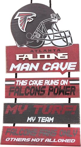 FOCO NFL Atlanta Falcons Wood SignMan Cave Design, Team Colors, One Size in Saudi Arabia