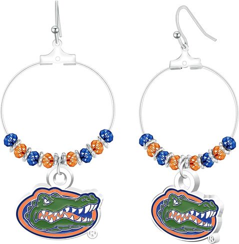 NCAA Florida Gators Beaded Hoop Earrings, Silver in Saudi Arabia