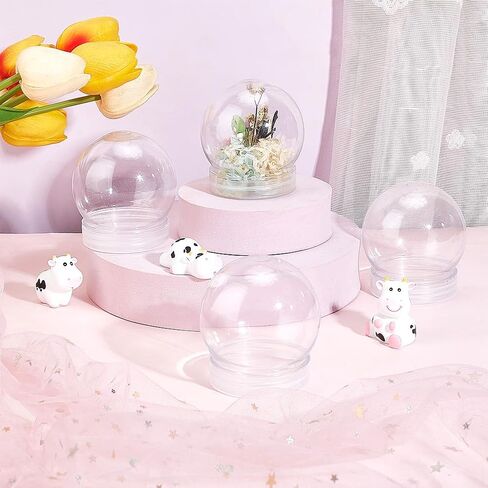 AHANDMAKER 10Pcs 2.6Inch DIY Snow Globes Clear Christmas Water Globes with Caps Snow Globe Clear Plastic Water Globe for DIY Crafts Christmas Home Decor in Saudi Arabia