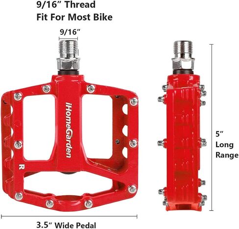 Mountain Bike Pedals, Bicycle Pedals Alloy Cycling Sealed 3 Bearing Bike Pedals - 9/16" Spindle Pedal with 20 Anti-Skid Pins Road Bike Pedals Lightweight Platform Pedals for BMX MTB Bike in Saudi Arabia