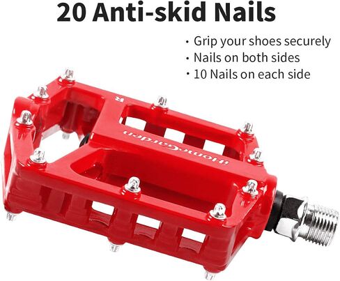 Mountain Bike Pedals, Bicycle Pedals Alloy Cycling Sealed 3 Bearing Bike Pedals - 9/16" Spindle Pedal with 20 Anti-Skid Pins Road Bike Pedals Lightweight Platform Pedals for BMX MTB Bike in Saudi Arabia