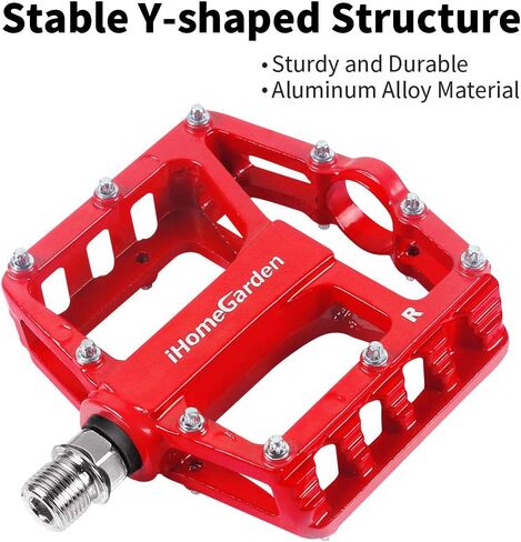 Mountain Bike Pedals, Bicycle Pedals Alloy Cycling Sealed 3 Bearing Bike Pedals - 9/16" Spindle Pedal with 20 Anti-Skid Pins Road Bike Pedals Lightweight Platform Pedals for BMX MTB Bike in Saudi Arabia
